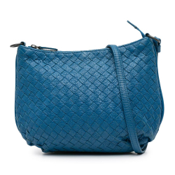 Bottega Veneta B Bottega Veneta Blue Nappa Leather Leather Nappa Intrecciato Crossbody Italy