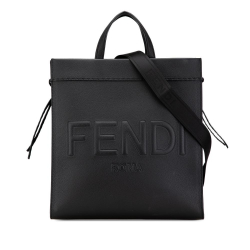 Fendi B Fendi Black Calf Leather Medium Roma Go To Shopper Satchel Italy