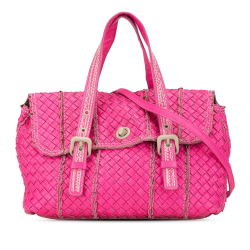 Bottega Veneta B Bottega Veneta Pink Hot Pink N/a Leather Intrecciato Vivo Cervo Satchel Italy