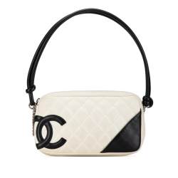 Chanel B Chanel White Lambskin Leather Leather Cambon Ligne Pochette Italy