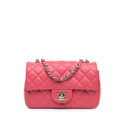 Chanel B Chanel Pink Dark Pink Lambskin Leather Leather Mini Rectangular Classic Lambskin Single Flap Italy