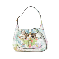 Gucci AB Gucci White Calf Leather Yuko Higuchi Small skin Floral Print Jackie 1961Crossbody Italy