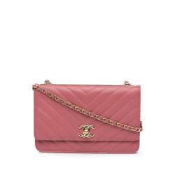 Chanel Pink Chevron Quilted Lambskin Trendy CC Wallet on Chain Italy