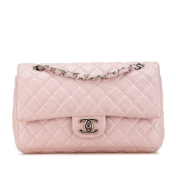 Chanel B Chanel Pink Light Pink Lambskin Leather Leather Medium Classic Lambskin Double Flap Italy