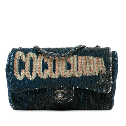 Chanel AB Chanel Blue Dark Blue Sequin Other Paris Cuba Medium Coco Cuba Single Flap Italy