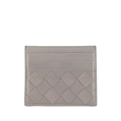 Bottega Veneta B Bottega Veneta Gray Lambskin Leather Leather Lambskin Intrecciato Credit Card Case Italy