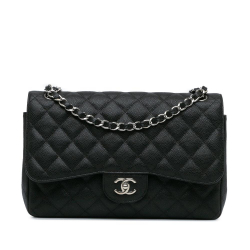 Chanel B Chanel Black Caviar Leather Leather Jumbo Classic Caviar Double Flap Italy