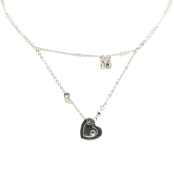 Christian Dior B Dior Silver Silver Metal Heart Rhinestone Pendant Necklace Germany