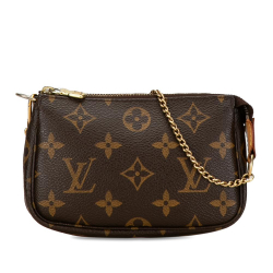 Louis Vuitton B Louis Vuitton Brown Monogram Canvas Canvas Monogram Mini Pochette Accessoires France