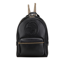 Gucci AB Gucci Black Calf Leather Soho Backpack Italy