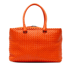 Bottega Veneta B Bottega Veneta Orange Nappa Leather Leather Nappa Intrecciato Brick Tote Italy