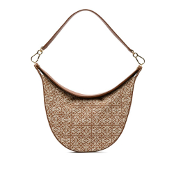 Loewe AB LOEWE Brown Canvas Fabric Anagram Luna Hobo Spain