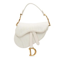 Christian Dior B Dior White Canvas Fabric Mini Oblique Saddle Bag Italy