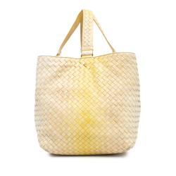 Bottega Veneta Yellow Light Yellow Nappa Leather Leather Nappa Intrecciato Nuance Bucket Tote Italy