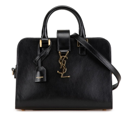 Saint Laurent B Saint Laurent Black Calf Leather Baby Monogram Cabas Italy