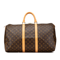 Louis Vuitton B Louis Vuitton Brown Monogram Canvas Canvas Monogram Keepall 50 France