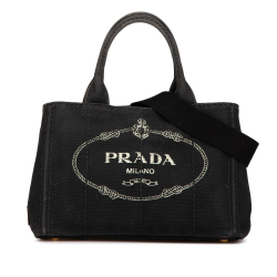 Prada B Prada Black Canvas Fabric Small Canapa Logo Satchel India