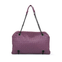 Bottega Veneta B Bottega Veneta Purple Dark Purple Nappa Leather Leather Nappa Intrecciato Duo Shoulder Bag Italy