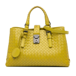 Bottega Veneta B Bottega Veneta Yellow Mustard Calf Leather Small Intrecciato Roma Italy