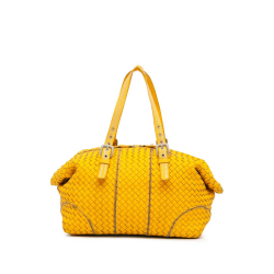 Bottega Veneta B Bottega Veneta Yellow Calf Leather Intrecciato Vivo Cervo Satchel Italy