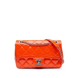 Chanel B Chanel Orange Patent Leather Leather Small Patent Coco Shine Flap Italy