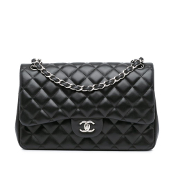 Chanel AB Chanel Black Lambskin Leather Leather Jumbo Classic Lambskin Double Flap Italy