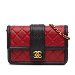 Chanel B Chanel Red with Purple Plum Lambskin Leather Leather Lambskin Elegant CC Wallet On Chain Italy