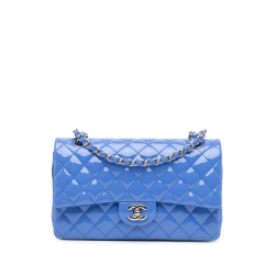 Chanel AB Chanel Blue Patent Leather Leather Medium Classic Patent Double Flap France