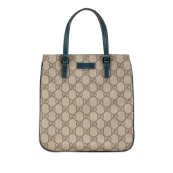 Gucci B Gucci Brown Beige with Blue Coated Canvas Fabric Mini GG Supreme Handbag Italy