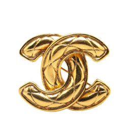 Chanel B Chanel Gold Gold Plated Metal CC Quilted Brooch France