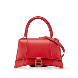 Balenciaga B Balenciaga Red Calf Leather Small Hourglass Top Handle Bag Italy