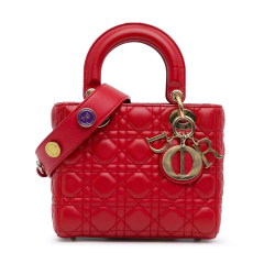 Christian Dior AB Dior Red Lambskin Leather Leather Small Lambskin Cannage My ABCDior Lady Dior Italy