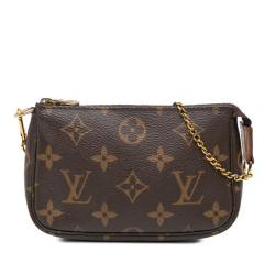 Louis Vuitton B Louis Vuitton Brown Monogram Canvas Canvas Monogram Mini Pochette Accessoires France