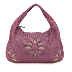 Bottega Veneta B Bottega Veneta Purple Nappa Leather Leather Medium Nappa Intrecciato Flower Veneta Hobo Italy