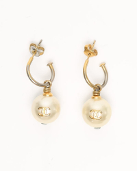 Chanel Coco Mark Pearls Drop Earrings