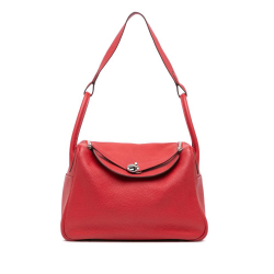 Hermès B Hermès Red Calf Leather Clemence Lindy 30 France