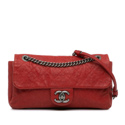 Chanel B Chanel Red Caviar Leather Leather Medium Quilted Caviar Simply CC Flap Italy