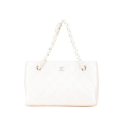 Chanel B Chanel White Lambskin Leather Leather CC Quilted Irisdescent Lambskin Chain Handbag France