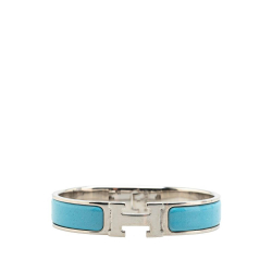 Hermès B Hermès Blue Light Blue with Silver Enamel Other Narrow Clic H Bracelet PM France