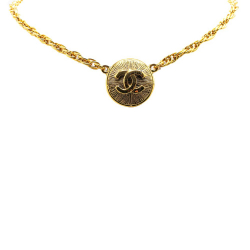 Chanel B Chanel Gold Gold Plated Metal CC Round Pendant Necklace France