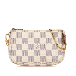 Louis Vuitton B Louis Vuitton White Damier Canvas Canvas Damier Azur Mini Pochette Accessoires France