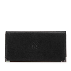 Cartier B Cartier Black Calf Leather Must De Cartier Long Wallet France