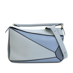 Loewe AB LOEWE Blue Light Blue Calf Leather Medium Tricolor skin Puzzle Satchel Spain