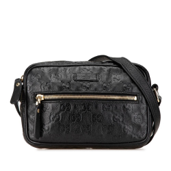 Gucci B Gucci Black Calf Leather Guccissima Crossbody Italy