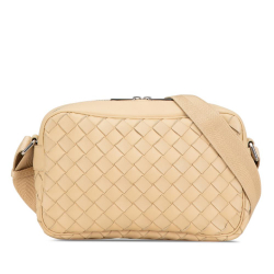 Bottega Veneta B Bottega Veneta Brown Light Beige Calf Leather Intrecciato Camera Bag Italy