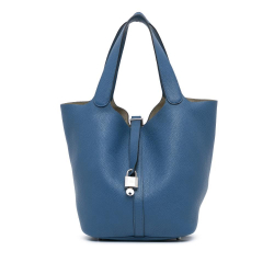 Hermès B Hermès Blue Calf Leather Clemence Picotin 26 France