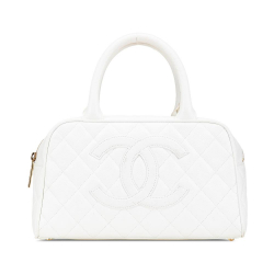 Chanel B Chanel White Caviar Leather Leather CC Quilted Caviar Bowling Bag France