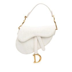 Christian Dior B Dior White Canvas Fabric Mini Oblique Saddle Bag Italy