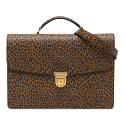 Celine AB Celine Brown Calf Leather Small Leopard Business Bag Italy