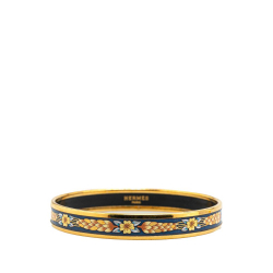 Hermès AB Hermès Blue Navy with Gold Enamel Other Narrow Wheat Print Bangle 70 Austria